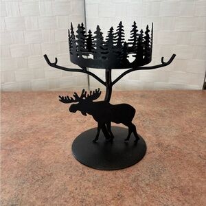 PartyLite Black Moose & Forest Metal Candle Holder